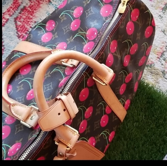 Auth LOUIS VUITTON Speedy 45 Carry On Travel LV Cherries Cerises Duffle Hand Bag - Picture 3 of 16